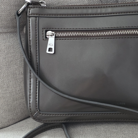 Lauren Ralph Lauren 1967 Taupe Patent Leather, Structured Crossbody Bag - Picture 3 of 11